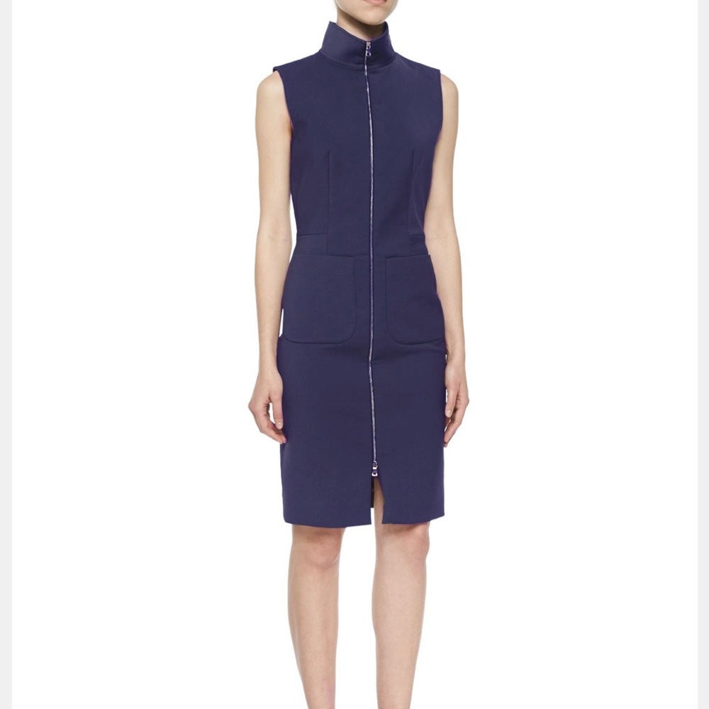 L'AGENCE | Blue Mock Neck Zipper Dress in Sz.8